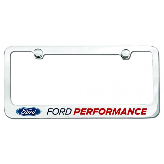 Chrome License Plate Frame with Ford Performance logo